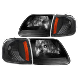 For 97-03 FORD F150 BLACK HEAD LIGHTS+CORNER SIGNAL LAMPS