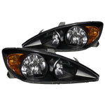 For 02-04 Toyota Camry Se Black Crystal Headlights Clear Lens+Driving Led Fog La