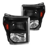 For Ford F250 F350 F450 F550 Super Duty Pickup Black Headlights Headlamps Left+Right