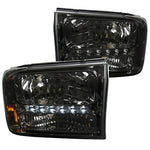 For Ford F250 F350 Superduty Excursion US 1-Piece Smoke Lens LED Headlights