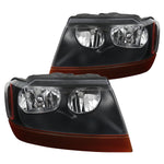 For Jeep Grand Cherokee Black Factory Style Headlights Amber Turn Signal Lamps Pair
