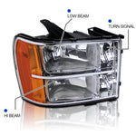 For GMC Sierra 1500/2500/3500HD Denali Chrome Headlights+Amber Reflector