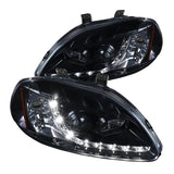 For Honda Civic Projector Smoked Headlights w/ R8 Style LED Glossy Black