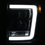 For Ford F250 F350 F450 F550 Super Duty LED Bar Black Projector Headlights Pair