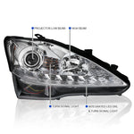 For 2006-2009 Lexus IS250 IS350 Sequential LED Signal Projector Headlights