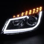 For Chevy Malibu Glossy Black LED Strip Bar Projector Headlights+LED Signal Lamps