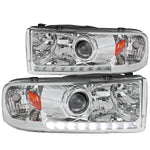 For Dodge Ram 1500/2500/3500 Pickup Chrome LED Projector Headilghts Pair