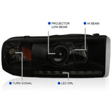 For Dodge Ram 1500/2500/3500 Pickup Black/Smoke LED Projector Headlights Pair