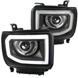 For GMC Sierra 1500 2500HD 3500HD Pickup Black Projector Headlights w/LED Signal