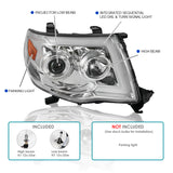 For Toyota Tacoma Pickup Clear LED Sequential Projector Headlights Signal
