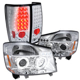 For 04-15 Nissan Titan Halo Projector Chrome Headlights LED Tail Lamps Combo
