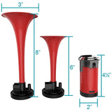 Dual Trumpet Air Horn Red 115Db 12V Dual Trumpet W/Compressor Kit