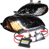 For Piano Black Civic H1 HID Projector Headlightsm W/LED DRL Signal Bulbs