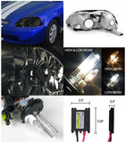 For 1996-1998 Honda Civic Ex Lx Dx Jdm Smoke Headlights Ek+H4 6000K Hid Kit