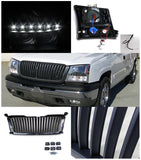 For Chevy Silverado Black SMD LED DRL Projector Headlights+Bumper Lamps+Hood Gri