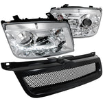 For VW Jetta Chrome R8 LED DRL Projector Headlights+Black Mesh Hood Grill