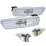 For 99-05 Vw Golf Jetta Mk4 Clear Side Marker Bumper Lights+T10 SMD Led Bulbs