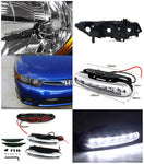 For Honda Civic 2 Dr Coupe Black Headlights Replacement Pair+LED DRL Lamps