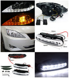 For IS250 IS350 Chrome LED DRL+Turn Signal Strip Projector Headlight+6-LED Fog L