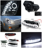 For Cadillac CTS 8 SMD LED Halo Projector Headlights+Daytime Running Fog Lamps