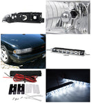 For Chevy Caprica Impala Chrome Headlights Corner Lamp+6-LED DRL Fog Lamps