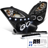 For Infiniti G35 2Dr Black Halo Projector Headlight+Bumper LED Fog Lamp DRL