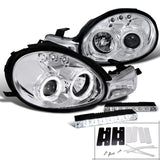 For Dodge Neon Plymouth Chrome Clear Halo Projector Headlight+Led Fog Lamp Drl
