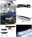 For Ford Crown Victoria Chrome Proejctor Headlights+8-LED DRL Fog Lamps