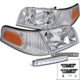 For Ford Crown Victoria Chrome Proejctor Headlights+8-LED DRL Fog Lamps