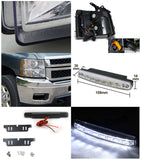 For Chevy Silverado 1500/2500/3500 HD Chrome Headlights+8-LED Bumper DRL