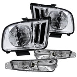 For Ford Mustang 2DR Coupe Chrome Diamond Headlights+Clear Bumper Lamps