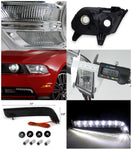 For Ford Mustang GT Chrome Crystal Headlights+Hyper White SMD LED Bumper Lamps