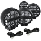 For 4PC 6" BLACK OFF ROAD FOG LIGHT W/ MESH GUARD+H3 BULBS+WIRES+SWITCH