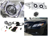 For Toyota Camry Chrome Amber Projector Headlights+Fog Lamps w/ Switch