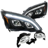 For Honda CRV CR-V LED DRL Black Projector Headlights+Clear Fog Lights w/Switch