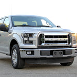 For Ford F150 Black LED Rim Projector Headlights+Clear SMD LED Bumper Fog Lamps