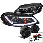 For Impala Monte Carlo Black LED DRL Projector Headlights+Smoke Fog Lamps