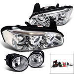 For Maxima Chrome LED Halo Projector Headlights+Clear Fog Bumper Lamps