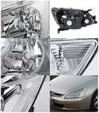 For Honda Accord EX LX 2/4Dr Crystal Chrome Clear Headlights Pair