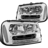 For Chevy Trail Blazer Euro Chrome Crystal Headlights w/ Clear Reflector
