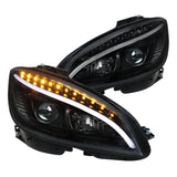 For Mercedes Benz W204 C-Class Replacement Black Strip LED Signal Projector Headlights