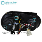 For VW Golf Piano Black Halo Projector Headlight+6-LED Bumper Fog Lamp DRL