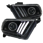 For Ford Mustang Sequential LED Signal & Light Bar Jet Black Projector Headlights Pair