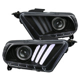 For Ford Mustang Black Clear Projector Headlights+LED Bar Sequential