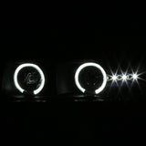 For Chevy Tahoe Suburban Black LED Halo Projector Headlights+LED Bumper Lights