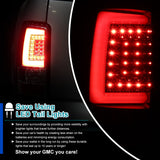 For Chevy Suburban Tahoe GMC Yukon Glossy Black Smoke LED Bar Tail Lights Lamps
