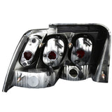 For Ford Mustang Black LED Halo Projector Headlights+Smoke Rear Brake Tail Light