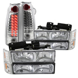 For GMC Sierra 1500/2500/3500 Chrome Headlights Bumper Corner Lamps+LED Tail Lig