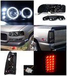 For GMC Sierra 1500 2500 3500 Black Halo Projector Headlights+Smoke LED Tail Lam