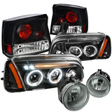 For Dodge Charger Black LED Halo Projector Headlight+Corner+Tail Lamp+Fog Lamp S